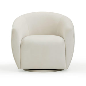 TOV Furniture Jordan Velvet Swivel Chair - Luxurious Comfort with Elegant Curves for Modern Living Spaces Cream TOV-S54373