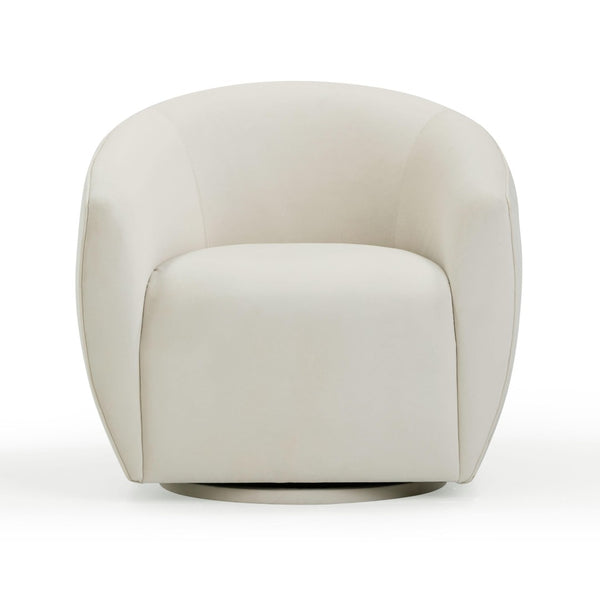 TOV Furniture Jordan Velvet Swivel Chair - Luxurious Comfort with Elegant Curves for Modern Living Spaces Cream TOV-S54373