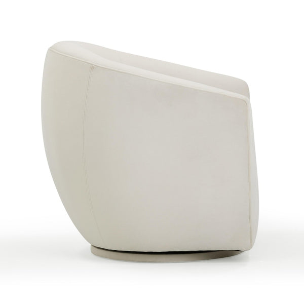 TOV Furniture Jordan Velvet Swivel Chair - Luxurious Comfort with Elegant Curves for Modern Living Spaces Cream TOV-S54373