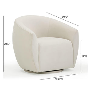TOV Furniture Jordan Velvet Swivel Chair - Luxurious Comfort with Elegant Curves for Modern Living Spaces Cream TOV-S54373