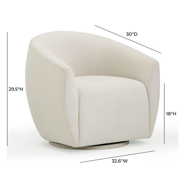 TOV Furniture Jordan Velvet Swivel Chair - Luxurious Comfort with Elegant Curves for Modern Living Spaces Cream TOV-S54373
