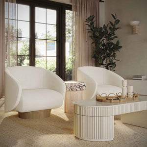 TOV Furniture Presley Cream Velvet Swivel Accent Chair - Modern Comfort with 360° Movement & Stylish Oak Base TOV-S54385