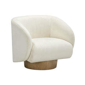 TOV Furniture Presley Cream Velvet Swivel Accent Chair - Modern Comfort with 360° Movement & Stylish Oak Base TOV-S54385