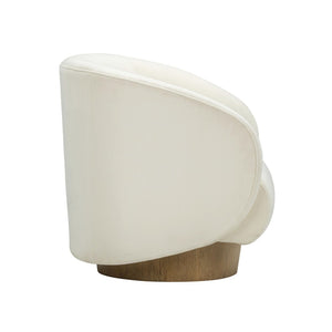 TOV Furniture Presley Cream Velvet Swivel Accent Chair - Modern Comfort with 360° Movement & Stylish Oak Base TOV-S54385