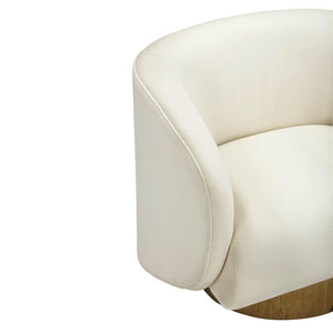 TOV Furniture Presley Cream Velvet Swivel Accent Chair - Modern Comfort with 360° Movement & Stylish Oak Base TOV-S54385
