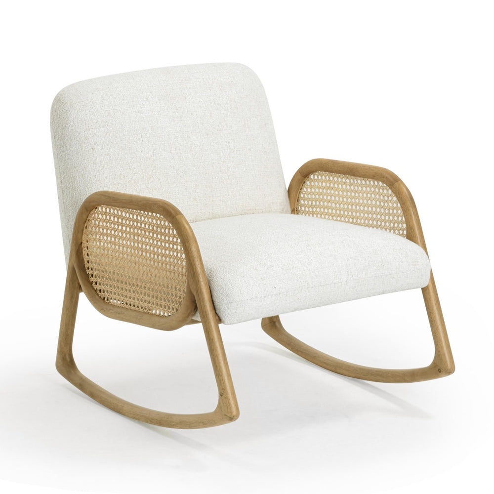 TOV Furniture Bonney Cream Performance Fabric Rocking Chair - Stylish Comfort with Durable Cane & Wood Design TOV-S54391