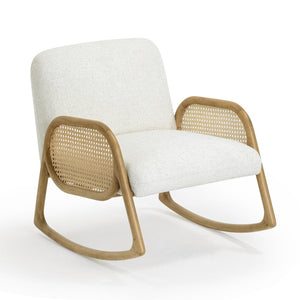 TOV Furniture Bonney Cream Performance Fabric Rocking Chair - Stylish Comfort with Durable Cane & Wood Design TOV-S54391