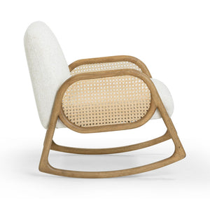 TOV Furniture Bonney Cream Performance Fabric Rocking Chair - Stylish Comfort with Durable Cane & Wood Design TOV-S54391