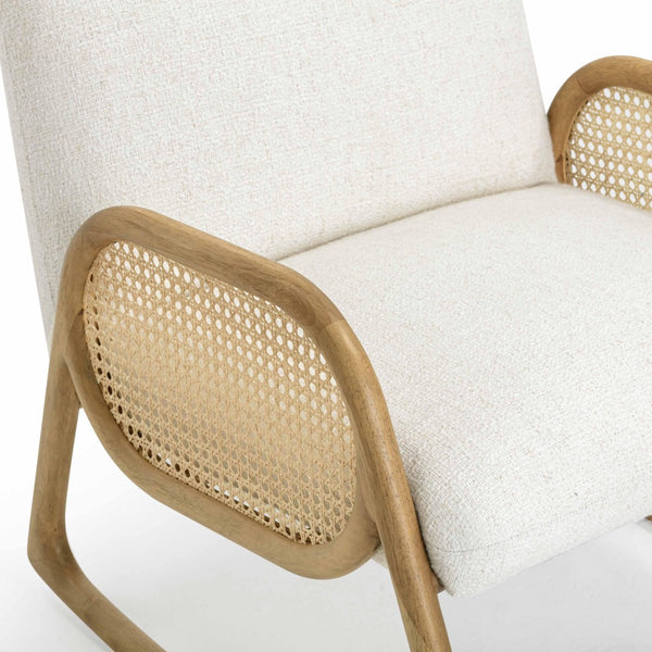 TOV Furniture Bonney Cream Performance Fabric Rocking Chair - Stylish Comfort with Durable Cane & Wood Design TOV-S54391