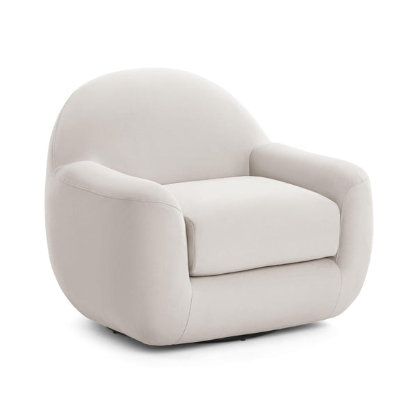 TOV Furniture Tiago Velvet Swivel Chair - Luxurious Handmade Accent Seat with 360° Swivel for Ultimate Comfort Cream TOV-S54413