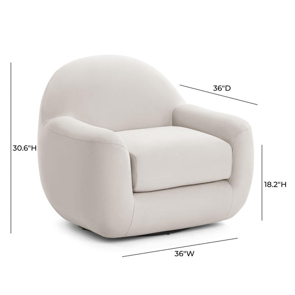 TOV Furniture Tiago Velvet Swivel Chair - Luxurious Handmade Accent Seat with 360° Swivel for Ultimate Comfort Cream TOV-S54413
