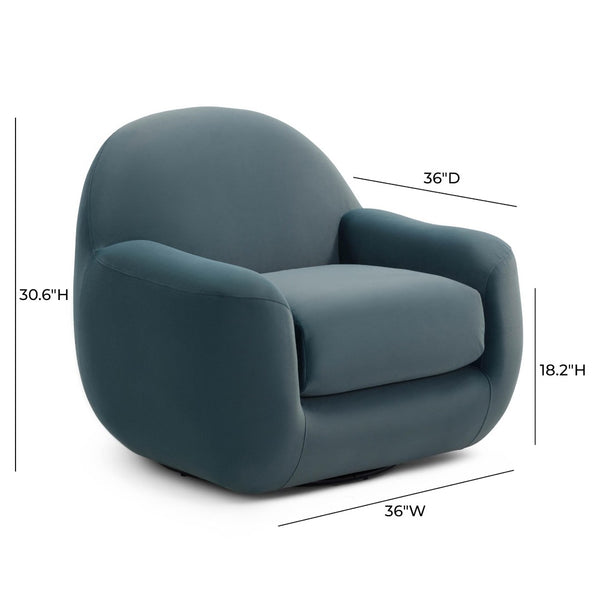 TOV Furniture Tiago Velvet Swivel Chair - Luxurious Handmade Accent Seat with 360° Swivel for Ultimate Comfort Dark Teal TOV-S54414