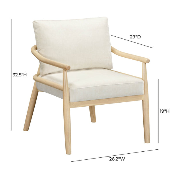 TOV Furniture Dixie Chenille Velvet Accent Chair - Scandinavian Elegance with Plush Comfort for Any Room Style Cream TOV-S54426
