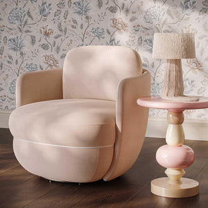 TOV Furniture Wolfie Velvet Swivel Chair - Modern Comfort with Sculptural Elegance for Any Room and Easy-Clean Fabric Blush TOV-S54471