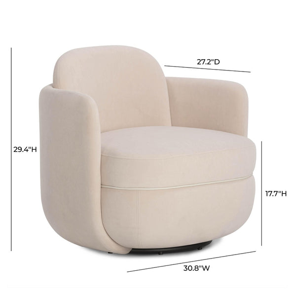 TOV Furniture Wolfie Velvet Swivel Chair - Modern Comfort with Sculptural Elegance for Any Room and Easy-Clean Fabric Blush TOV-S54471