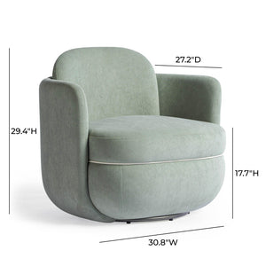 TOV Furniture Wolfie Velvet Swivel Chair - Modern Comfort with Sculptural Elegance for Any Room and Easy-Clean Fabric Mint Green TOV-S54472