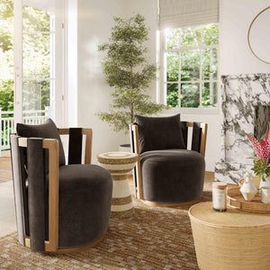 TOV Furniture Paolo Eco-Friendly Upcycled Fabric Swivel Chair - Stylish Comfort for Modern Living Spaces & Nooks TOV-S54482