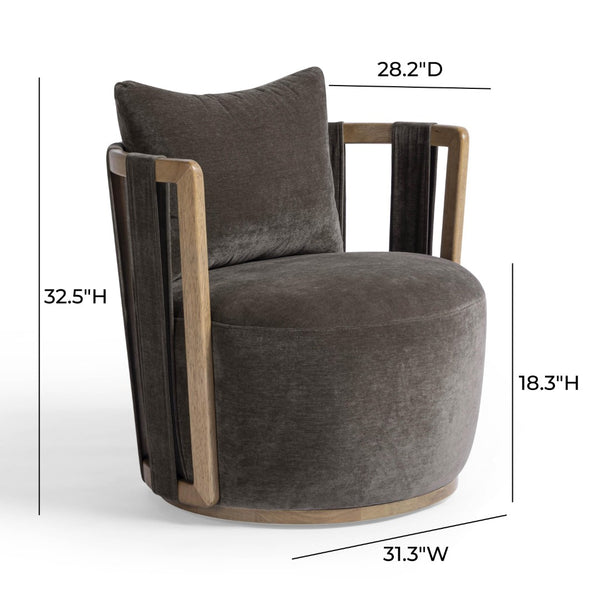 TOV Furniture Paolo Eco-Friendly Upcycled Fabric Swivel Chair - Stylish Comfort for Modern Living Spaces & Nooks TOV-S54482