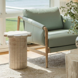 TOV Furniture Blossom Faux Travertine Side Table - Elegant Indoor/Outdoor Accent with Flower Petal Design & Durability TOV-OC54718