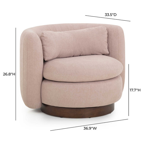 TOV Furniture Nura Swivel Accent Chair - Luxurious Chenille Comfort with 360-Degree Movement for Modern Spaces Pink TOV-S54556