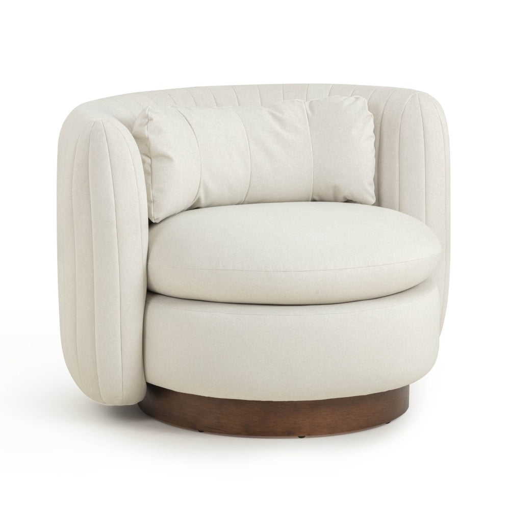 TOV Furniture Nura Cream Vegan Mohair Swivel Accent Chair - Plush Comfort, Modern Design for Any Living Space TOV-S54557