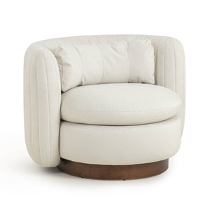 TOV Furniture Nura Cream Vegan Mohair Swivel Accent Chair - Plush Comfort, Modern Design for Any Living Space TOV-S54557