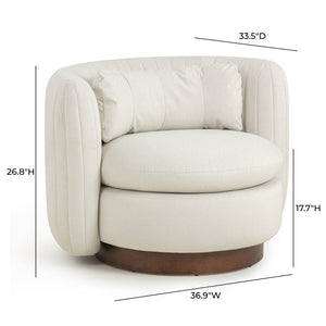 TOV Furniture Nura Cream Vegan Mohair Swivel Accent Chair - Plush Comfort, Modern Design for Any Living Space TOV-S54557