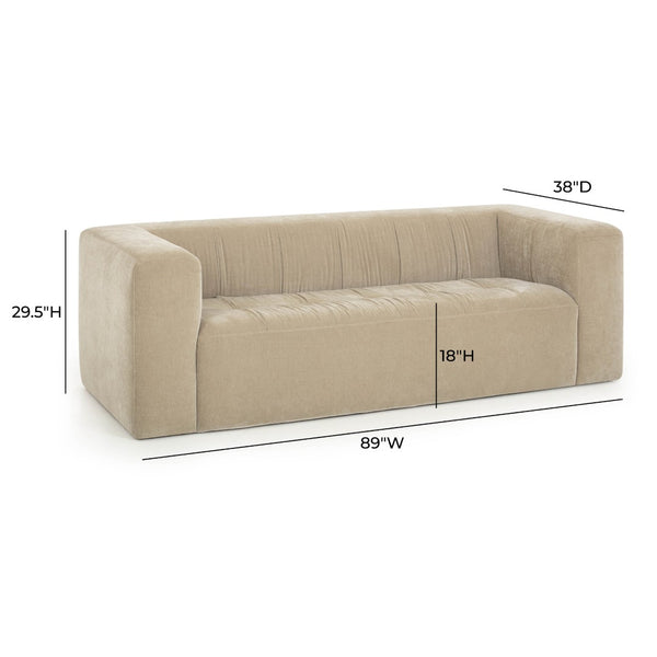 TOV Furniture Alder 89" Upcycled Chenille Sofa - Elegant, Eco-Friendly Design with Plush Comfort for Modern Living Rooms Sand TOV-S54562