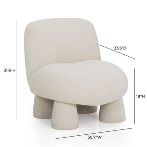 TOV Furniture Stomp Upcycled Chenille Accent Chair - Cozy, Stylish Seating with Sculptural Design for Any Room Cream TOV-S54569