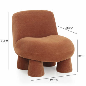 TOV Furniture Stomp Upcycled Chenille Accent Chair - Cozy, Stylish Seating with Sculptural Design for Any Room Rust TOV-S54570