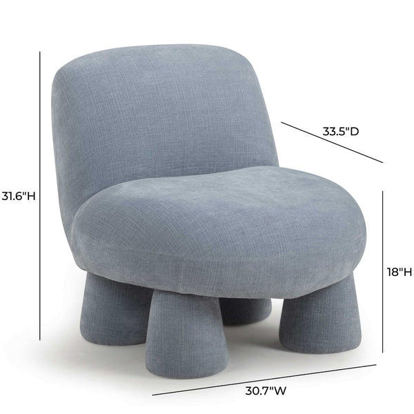 TOV Furniture Stomp Upcycled Chenille Accent Chair - Cozy, Stylish Seating with Sculptural Design for Any Room Blue TOV-S54572