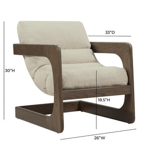 TOV Furniture Palma Textured Weave Accent Chair - Retro Cantilever Design for Stylish Comfort in Any Space Cream TOV-S54582