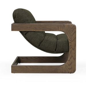 TOV Furniture Palma Textured Weave Accent Chair - Retro Cantilever Design for Stylish Comfort in Any Space Forest Green TOV-S54583
