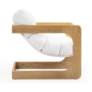 TOV Furniture Palma Upcycled Fabric Accent Chair - Stylish Retro Comfort with Durable, Eco-Friendly Design Cream TOV-S54584