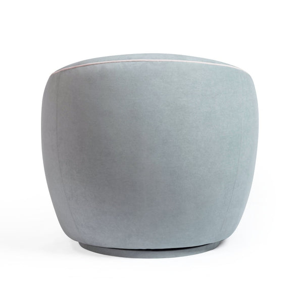 TOV Furniture Jordan Elegant Velvet Swivel Chair with Contrast Piping – Modern Comfort for Any Living Space Baby Blue/Cream TOV-S54587