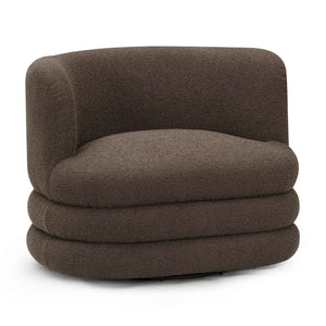 TOV Furniture Astor Swivel Lounge Chair - Durable Boucle Upholstery, 360-Degree Functionality & Lasting Comfort Brown TOV-S54588