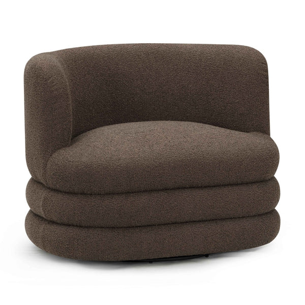TOV Furniture Astor Swivel Lounge Chair - Durable Boucle Upholstery, 360-Degree Functionality & Lasting Comfort Brown TOV-S54588