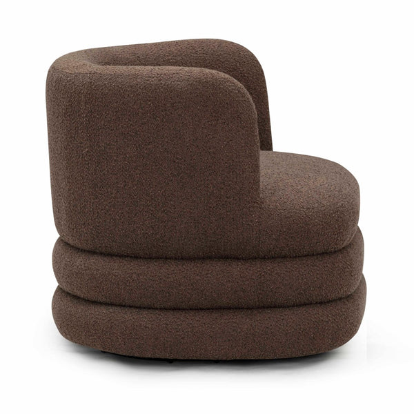 TOV Furniture Astor Swivel Lounge Chair - Durable Boucle Upholstery, 360-Degree Functionality & Lasting Comfort Brown TOV-S54588
