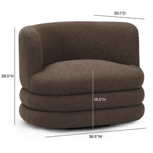 TOV Furniture Astor Swivel Lounge Chair - Durable Boucle Upholstery, 360-Degree Functionality & Lasting Comfort Brown TOV-S54588