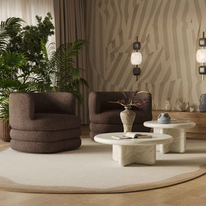 TOV Furniture Astor Swivel Lounge Chair - Durable Boucle Upholstery, 360-Degree Functionality & Lasting Comfort Brown TOV-S54588