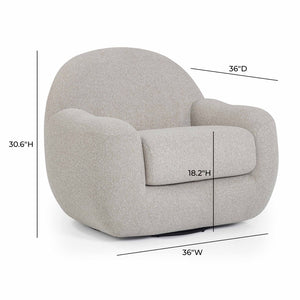 TOV Furniture Tiago Warm Grey Boucle Swivel Chair - Modern Comfort, 360-Degree Movement, Stylish Accent for Any Room TOV-S54589