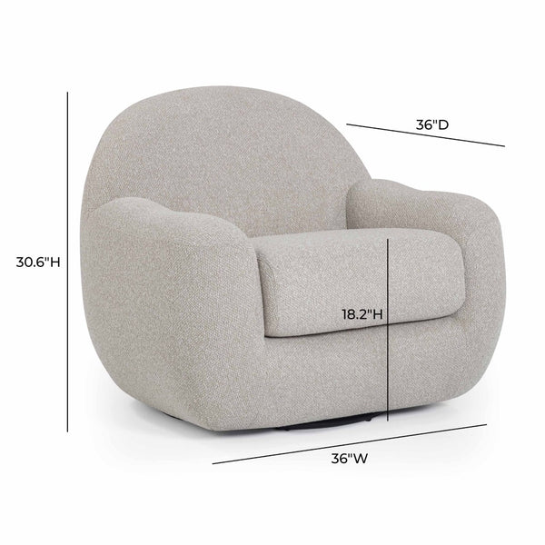 TOV Furniture Tiago Warm Grey Boucle Swivel Chair - Modern Comfort, 360-Degree Movement, Stylish Accent for Any Room TOV-S54589