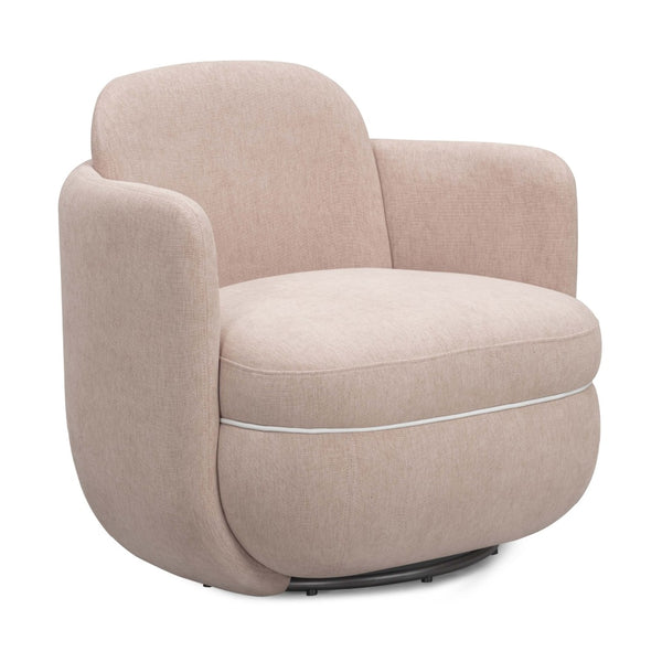 TOV Furniture Wolfie Chenille Swivel Chair - Modern Accent Seating with 360° Base for Cozy Comfort and Style Pink TOV-S54590