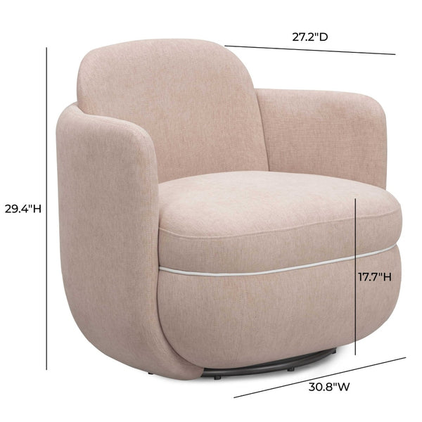 TOV Furniture Wolfie Chenille Swivel Chair - Modern Accent Seating with 360° Base for Cozy Comfort and Style Pink TOV-S54590