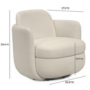 TOV Furniture Wolfie Chenille Swivel Chair - Modern Accent Seating with 360° Base for Cozy Comfort and Style Cream TOV-S54591