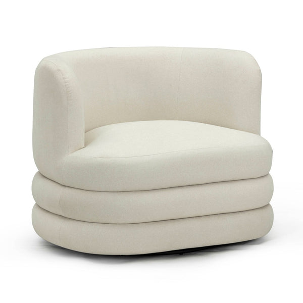 TOV Furniture Astor Faux Mohair Swivel Lounge Chair - Timeless Comfort for Hotels, Lobbies, and Upscale Homes Cream TOV-S54596