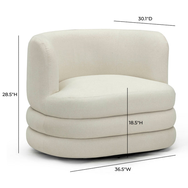 TOV Furniture Astor Faux Mohair Swivel Lounge Chair - Timeless Comfort for Hotels, Lobbies, and Upscale Homes Cream TOV-S54596