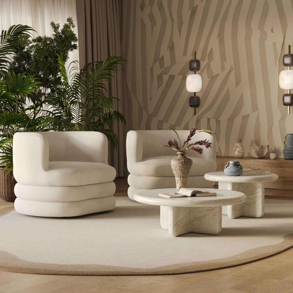 TOV Furniture Astor Faux Mohair Swivel Lounge Chair - Timeless Comfort for Hotels, Lobbies, and Upscale Homes Cream TOV-S54596