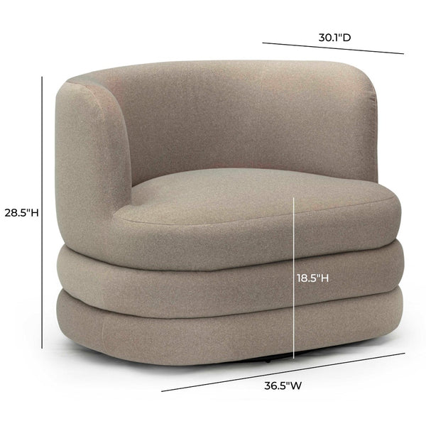 TOV Furniture Astor Faux Mohair Swivel Lounge Chair - Timeless Comfort for Hotels, Lobbies, and Upscale Homes Taupe TOV-S54597