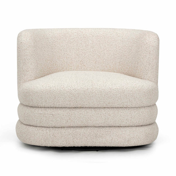 TOV Furniture Astor Swivel Lounge Chair - Durable Boucle Upholstery, 360-Degree Functionality & Lasting Comfort Cream TOV-S54598